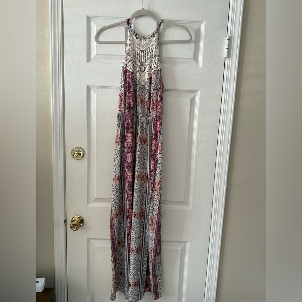 Ultra Flirt Floral Lace Dress in Pink and Cream